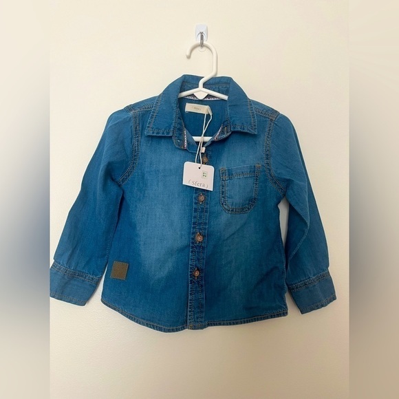 Sfera Denim shirt boys blue long sleeves cotton - Picture 4 of 13